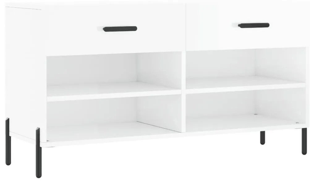 vidaXL Παπουτσοθήκη Γυαλιστερό Λευκό 102x35x55 εκ. Επεξεργασμένο Ξύλο