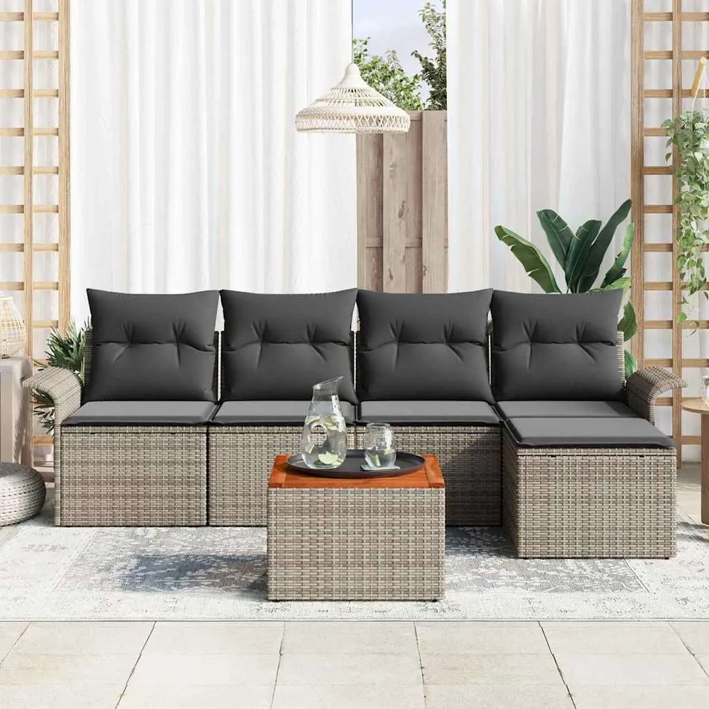 vidaXL Σετ Καναπέ Κήπου 6 pcs Γκρι Πολυ ράταν