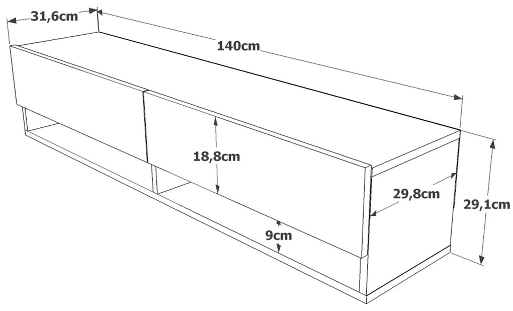 Έπιπλο Τηλεόρασης ArteLibre SOLVA Πεύκο Μοριοσανίδα 140x31.6x29.6cm - 15350037