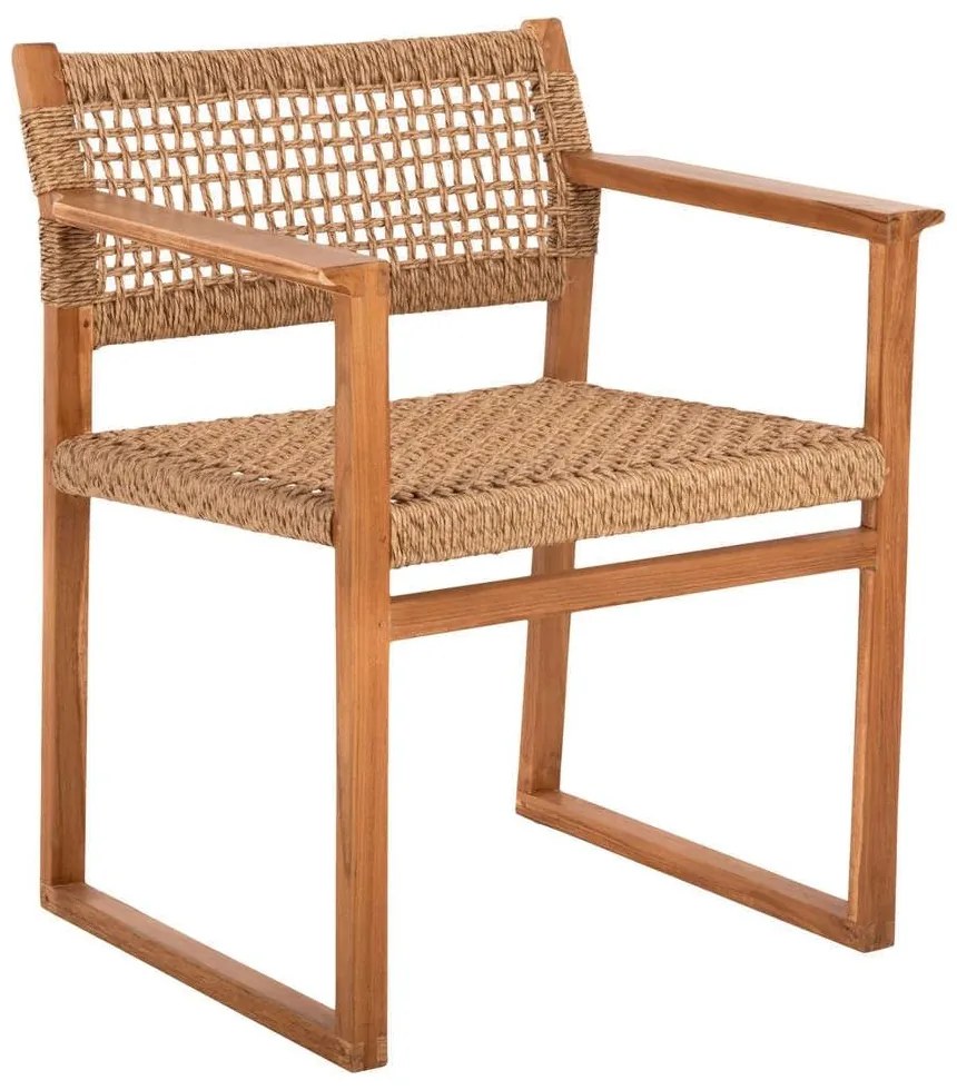 Πολυθρόνα Narley HM9824 605x52x76cm Με Συνθετικό Σχοινί Από Ξύλο Natural-Teak Wood, Rope