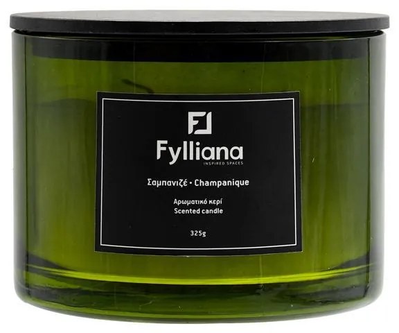 Αρωματικό Κερί FL1180 Fylliana "Σαμπάνια" σε Γυάλινο Βάζο Πράσινο Φ8x10,5 εκ. 8x8x10.5 εκ.