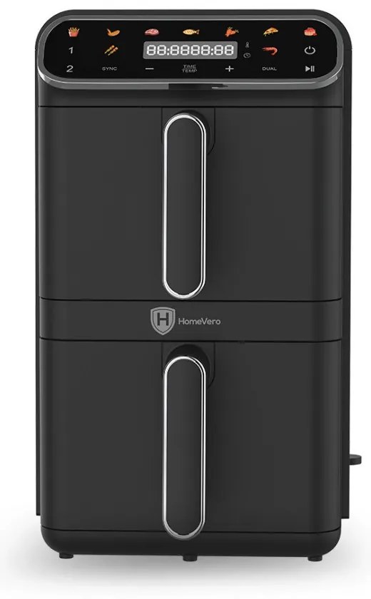 Homevero Φριτέζα Αέρος 11L Διώροφη Double Decker 2 Καλάθια 2460W