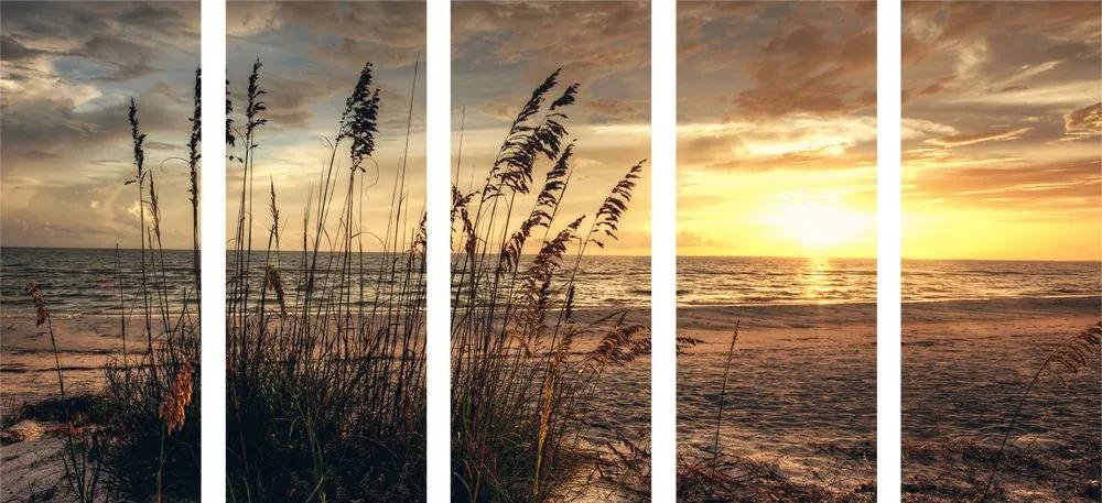 Εικόνα 5 μερών ηλιοβασίλεμα στην παραλία - 100x50