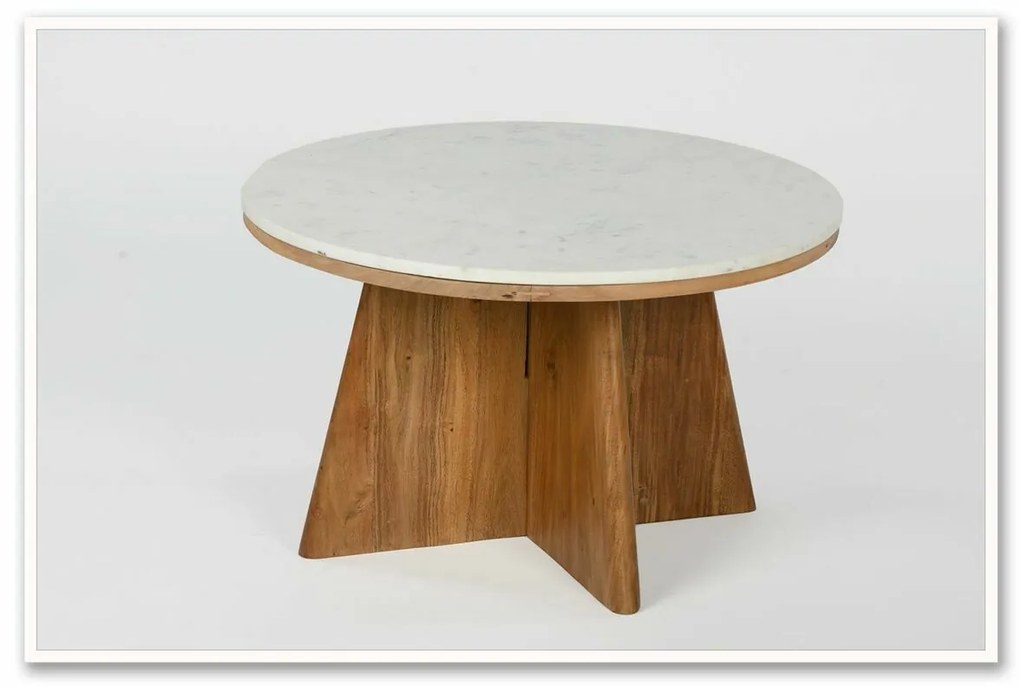 Τραπεζάκι Καφέ DKD Home Decor Μάρμαρο ξύλο ακακίας (70 x 70 x 43 cm)