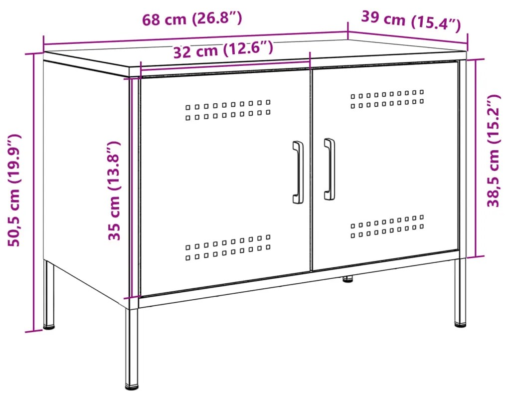 Έπιπλο Τηλεόρασης Ανθρακί 68x39x50,5 εκ. από Χάλυβα - Ανθρακί