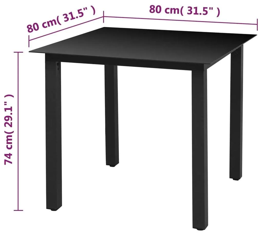 Τραπέζι Κήπου Μαύρο 80 x 80 x 74 εκ. από Αλουμίνιο / Γυαλί - Μαύρο