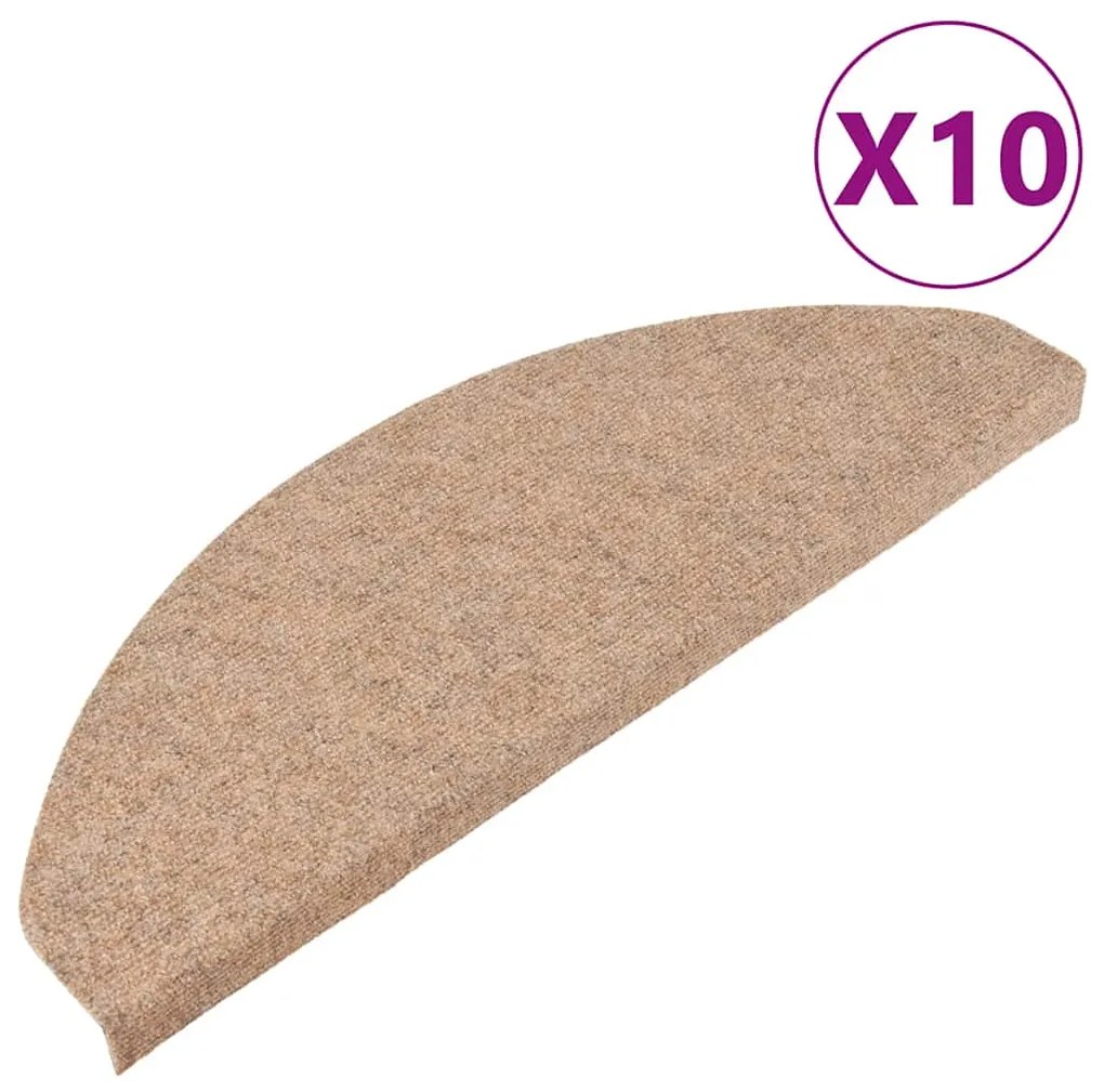 vidaXL Πατάκια Σκάλας Αυτοκόλλητα 10 τεμ. Μπεζ 65 x 22,5 x 3,5 εκ.