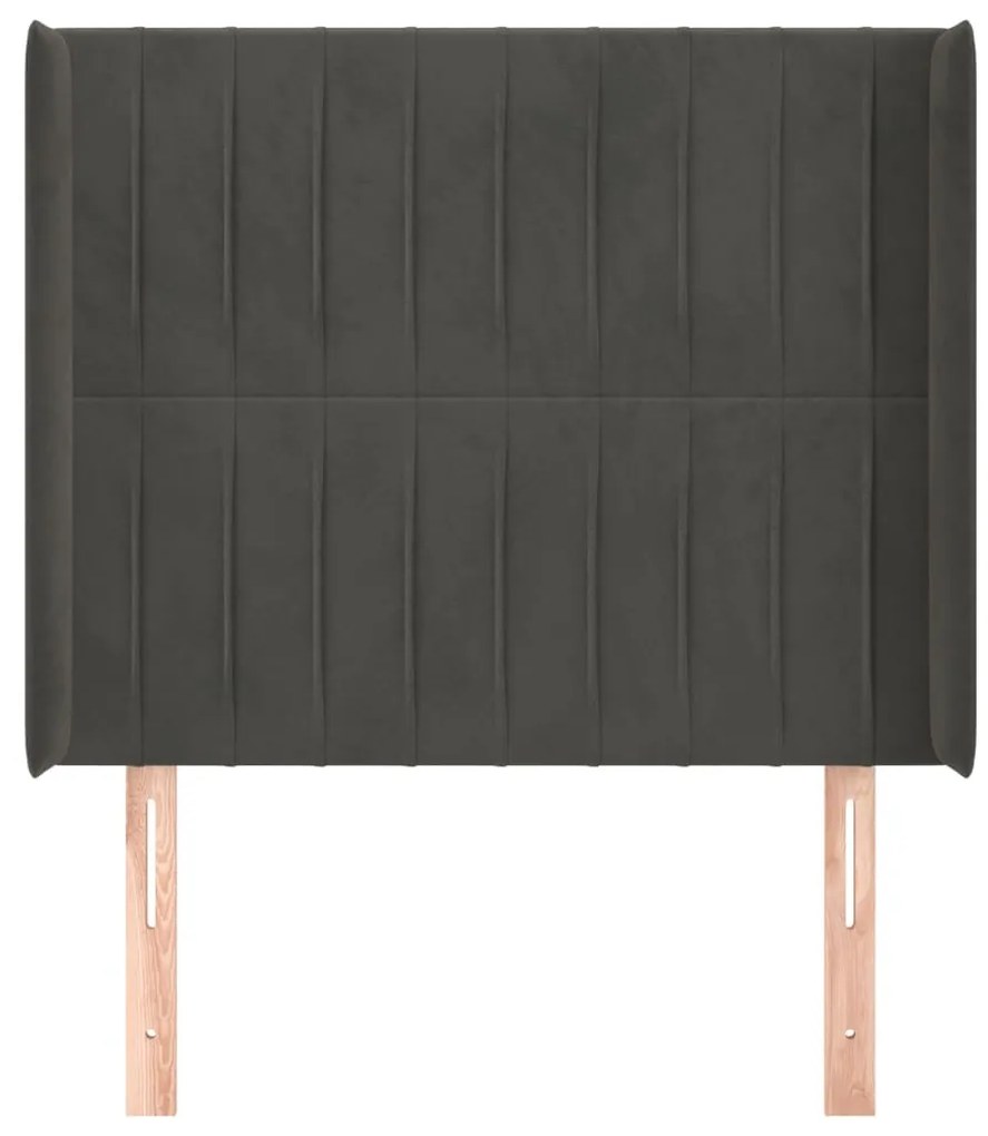 Κεφαλάρι με Πτερύγια Σκούρο Γκρι 93x16x118/128εκ.Βελούδινο 3119855