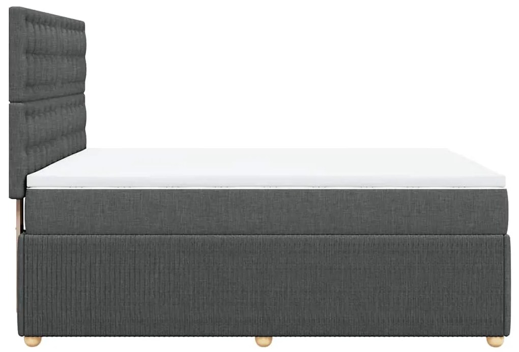 vidaXL Κρεβάτι Boxspring με Στρώμα Σκούρο Γκρι 140x190 εκ. Υφασμάτινο