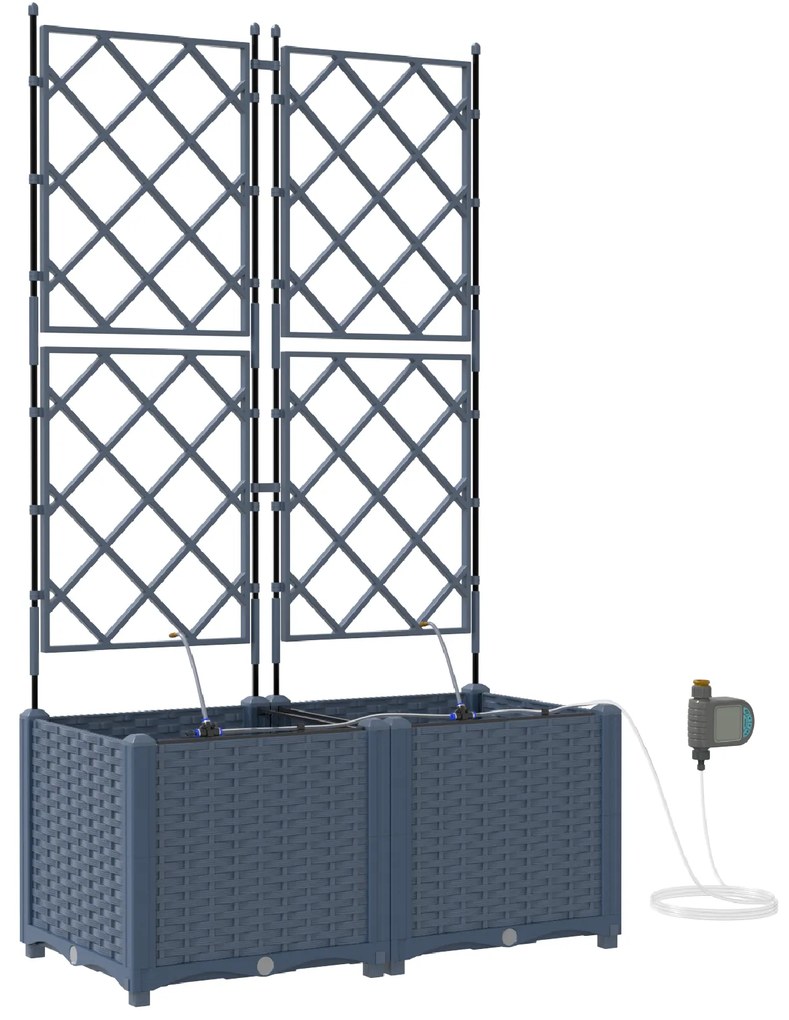 vidaXL Γλάστρες Κήπου 1 τεμ Καφασωτό Γκρι 80 x 40 x 142 cm Πλαστικό