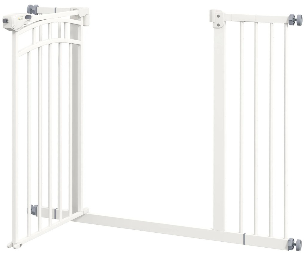 PawHut Πόρτα Ασφαλείας για Σκύλους, Αυτόματο Κλείσιμο, Λειτουργία με Ένα Χέρι, 100 cm x 4 cm x 76 cm, Λευκό