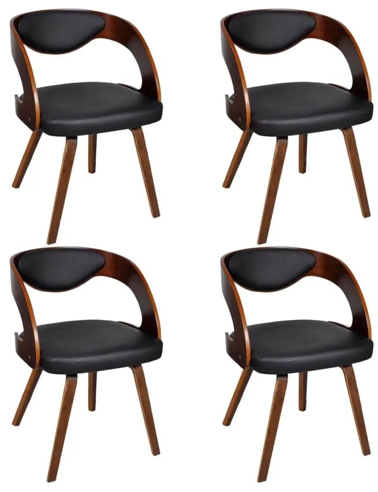 Καρέκλες Τραπεζαρίας 4 τεμ. Καφέ Λυγισμένο Ξύλο/Συνθετικό Δέρμα - Καφέ
