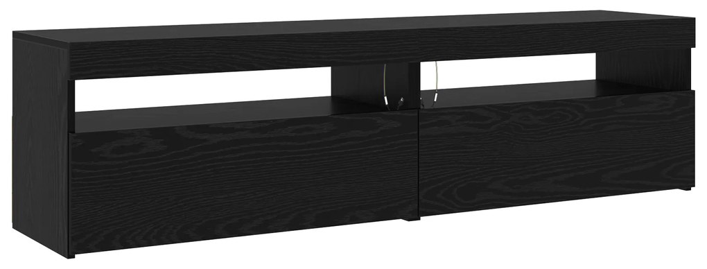 vidaXL TV Cabinets 3 τμχ με Φώτα LED Μαύρη Δρυός Επεξεργασμένο Ξύλο