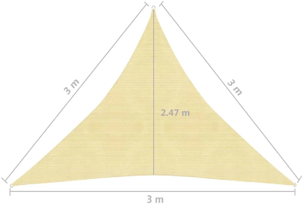 Πανί Σκίασης Μπεζ 3 x 3 x 3 μ. από HDPE 160 γρ/μ² - Μπεζ