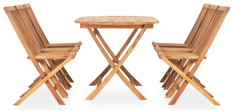 vidaXL Σετ Τραπεζαρίας Εξ. Χώρου Πτυσσόμενο 7 τεμ. από Μασίφ Ξύλο Teak