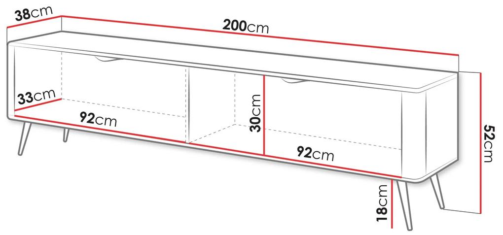 Τραπέζι Tv Kingston AC105, Γραφίτης, 200x52x38cm, 34 kg | Epipla1.gr