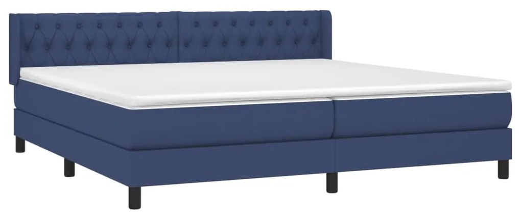 vidaXL Κρεβάτι Boxspring με Στρώμα Μπλε 200x200 εκ. Υφασμάτινο