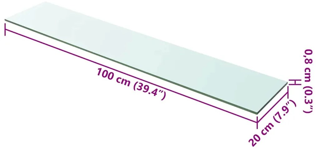 vidaXL Ράφια Πάνελ 2 τεμ. Διάφανα 100 x 20 εκ. Γυάλινα