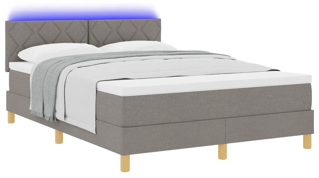 vidaXL Κρεβάτι με βυθίσμα και Στρώμα & LED Καφέ 160x200 εκ. Ύφασμα