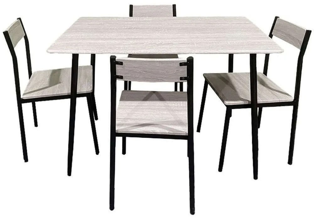 Τραπεζαρία Fast (Σετ 5Τμχ) 02-0567 110x70x75cm Sonoma-Black 4 Θέσεων Melamine, Metal