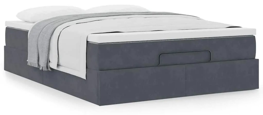 vidaXL Οθωμανικό κρεβάτι με στρώμα σκούρο γκρι 140x190cm Βελούδο