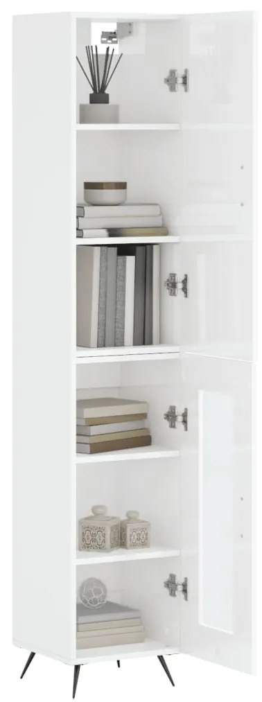 vidaXL Ντουλάπι Γυαλ. Λευκό 34,5 x 34 x 180 εκ. από Επεξεργασμένο Ξύλο