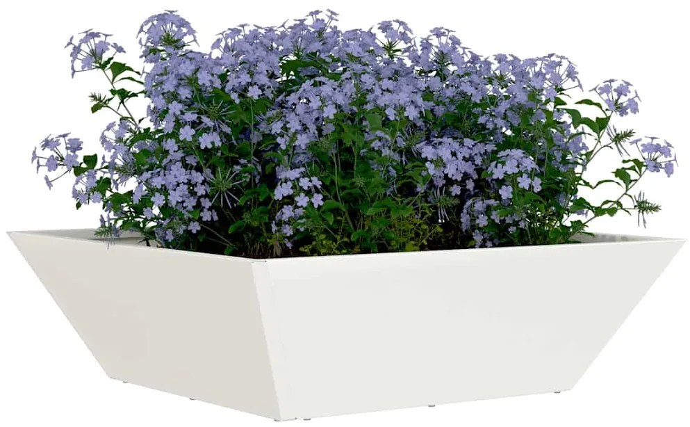 vidaXL Λευκή Γλάστρα Μπολ 50x50x15 εκ Ατσάλι