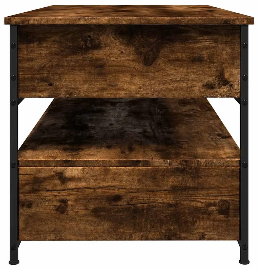 vidaXL Τραπεζάκι Σαλονιού Καπνιστή Δρυς 85x50x50 εκ. Επ. Ξύλο&Μέταλλο