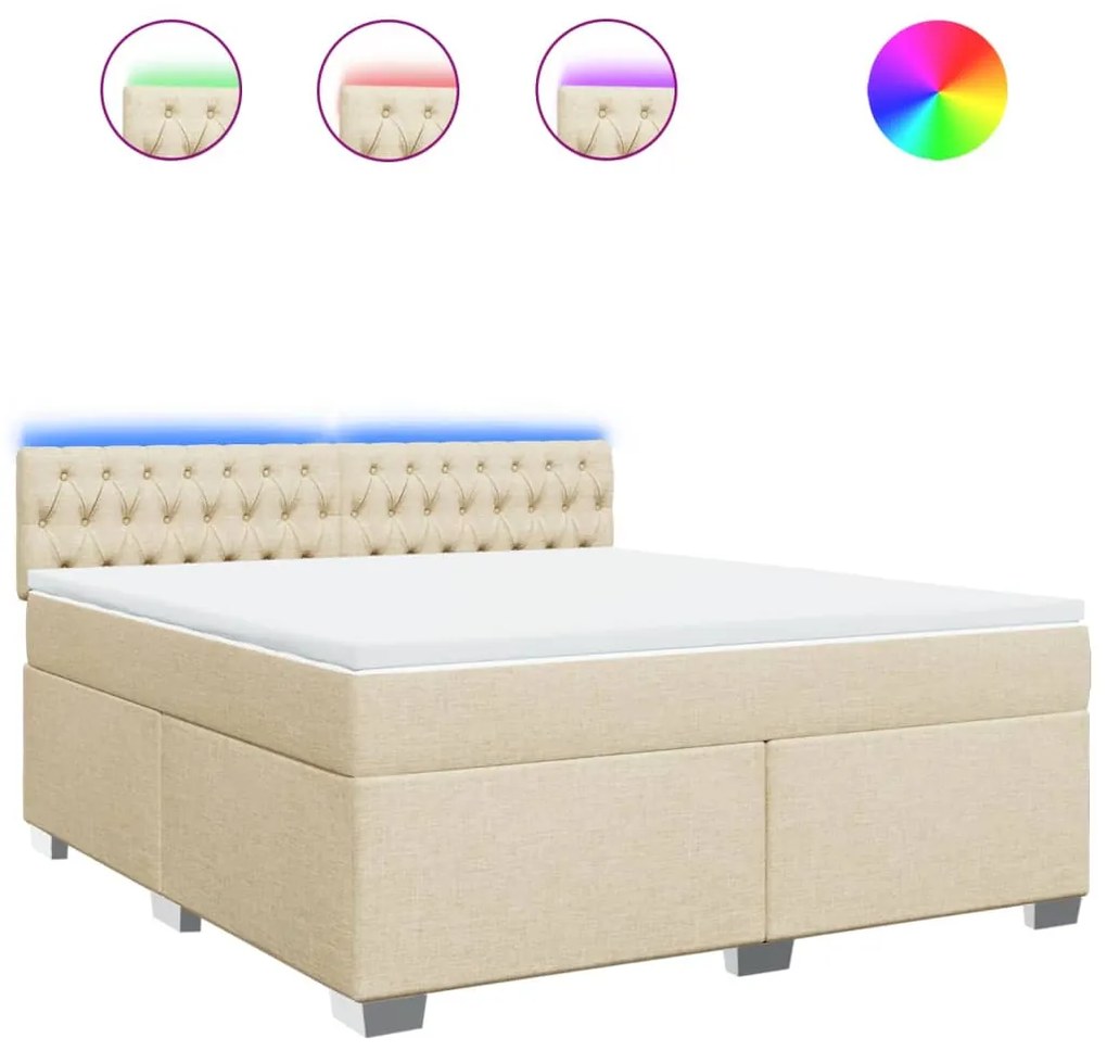 ΚΡΕΒΑΤΙ BOXSPRING ΜΕ ΣΤΡΩΜΑ ΚΡΕΜ 180X200 ΕΚ. ΥΦΑΣΜΑΤΙΝΟ 3288279