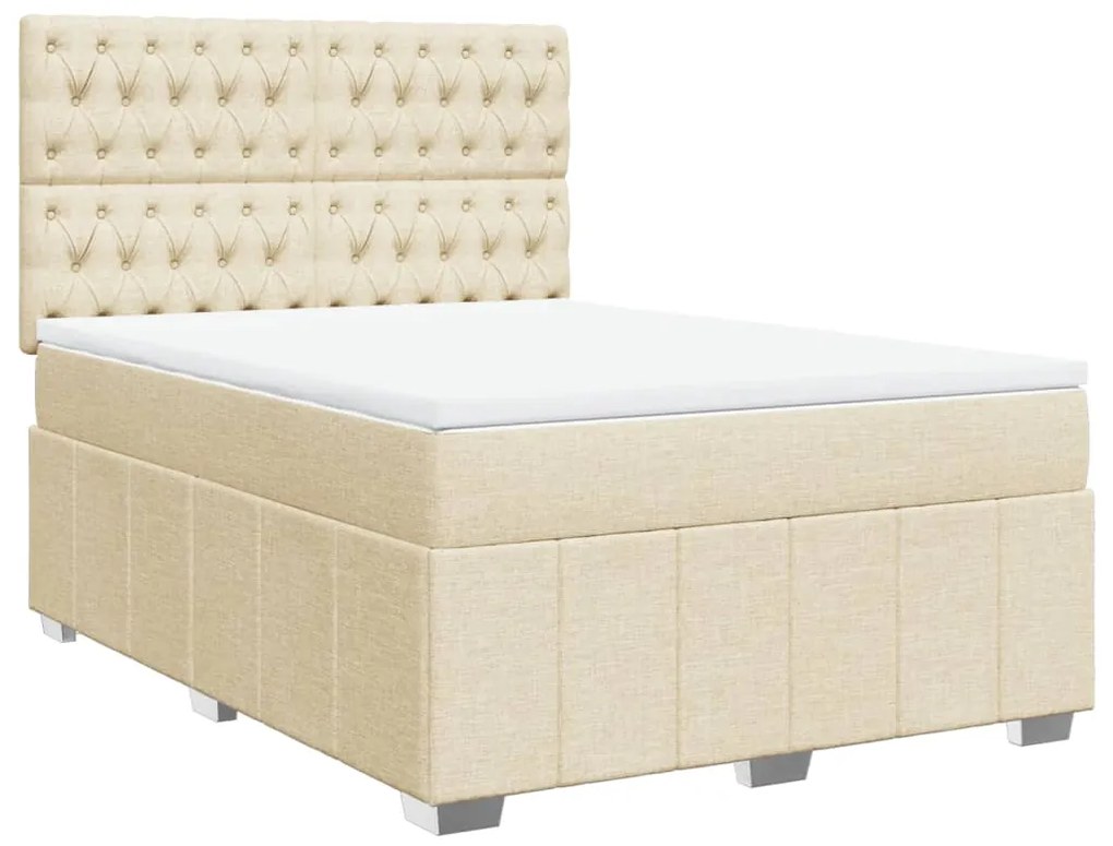 ΚΡΕΒΑΤΙ BOXSPRING ΜΕ ΣΤΡΩΜΑ ΚΡΕΜ 140X200 ΕΚ. ΥΦΑΣΜΑΤΙΝΟ 3291703