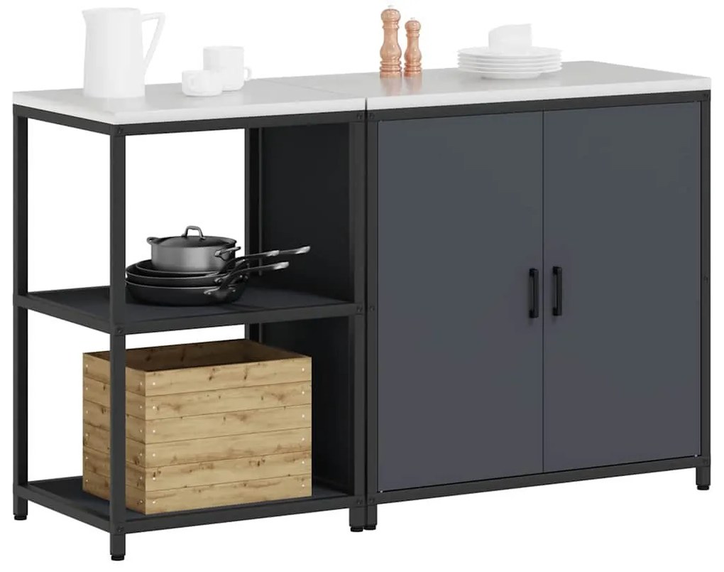 vidaXL Σετ Αποθήκευσης Κουζίνας 2 pcs Ανθρακί 150 x 50 x 92 εκ.