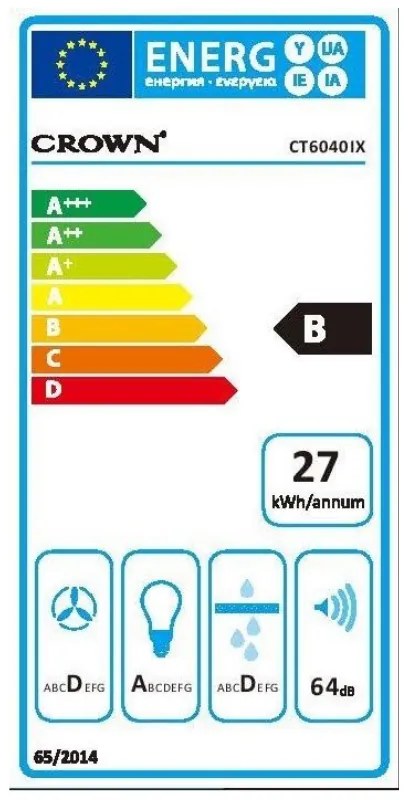Crown CT6040IX, 65W, 353 m3/h, 2 στάδια, Τηλεσκοπικό, φωτισμός LED, Inox