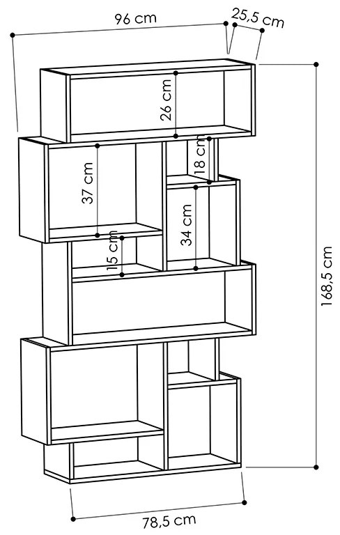 Βιβλιοθήκη Karmato pakoworld μόκα 96x25.5x168.5εκ - 119-001166