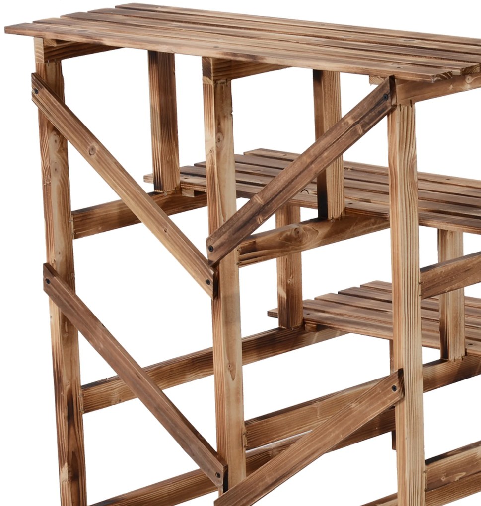 Outsunny Σκάλα φύτευσης, ράφι λουλουδιών, ράφι φύτευσης, βάση λουλουδιών, 3 επίπεδα, ξύλο ελάτης, 80 x 80 x 78cm