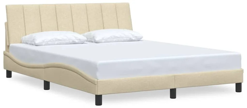 vidaXL Σκελετός Κρεβατιού Χωρίς Στρώμα Κρεμ 160x200 εκ. Υφασμάτινο