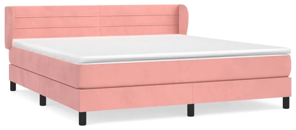 vidaXL Κρεβάτι Boxspring με Στρώμα Ροζ 160x200 εκ. Βελούδινο