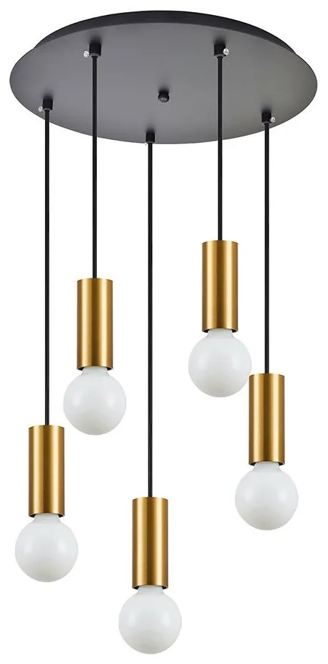 Φωτιστικό Οροφής Adept Tube 77-8572 40x40x300cm 5xE27 60W Black-Gold Homelighting