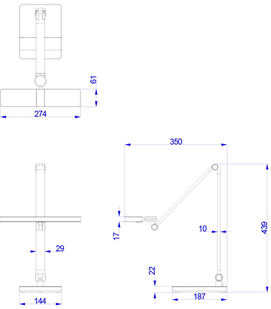 Φωτιστικό Γραφείου LED Blain Pro Ασημί Ματ ABS 35x43,9Yεκ.