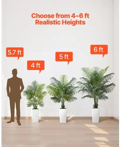 VEVOR 1829 mm Artificial Areca Palm Tree Faux Plant in Pot for Home Office