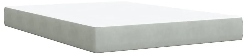 Κρεβάτι Boxspring με Στρώμα Ανοιχτό Γκρι 140x190 εκ. Βελούδινο - Γκρι