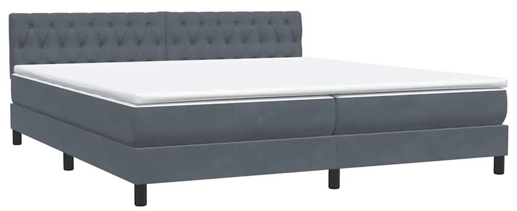 vidaXL Κρεβάτι Boxspring με Στρώμα Σκούρο Γκρι 200x210 εκ. Βελούδινο