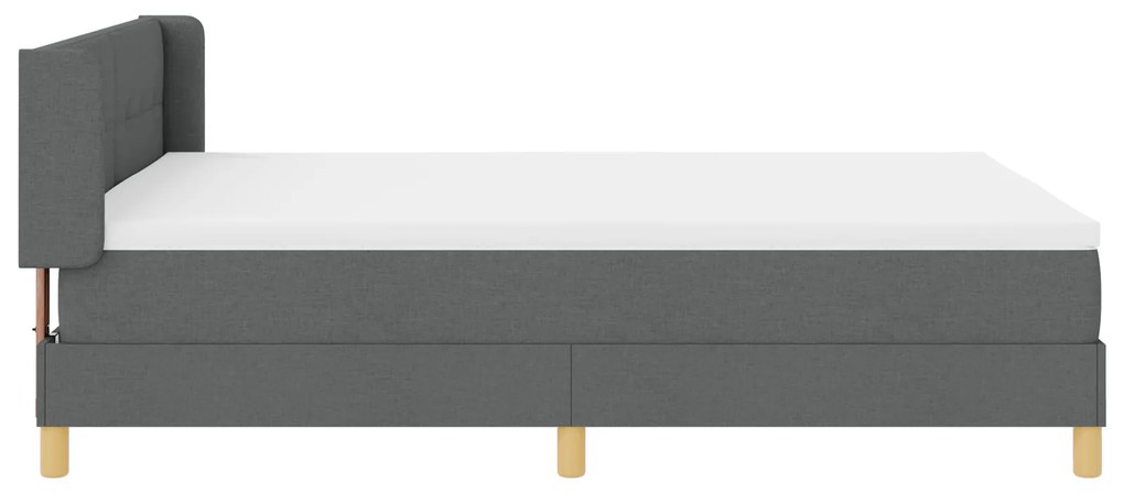 vidaXL Κρεβάτι με Στρώμα Box Spring - Σκούρο Γκρι, 140 x 200 cm, Ύφασμα