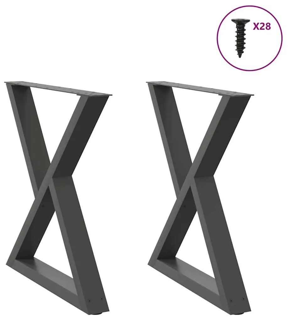 vidaXL Πόδια Τραπεζαρίας 2 τεμ. Ανθρακί 70x(72-73,3) εκ. Ατσάλι