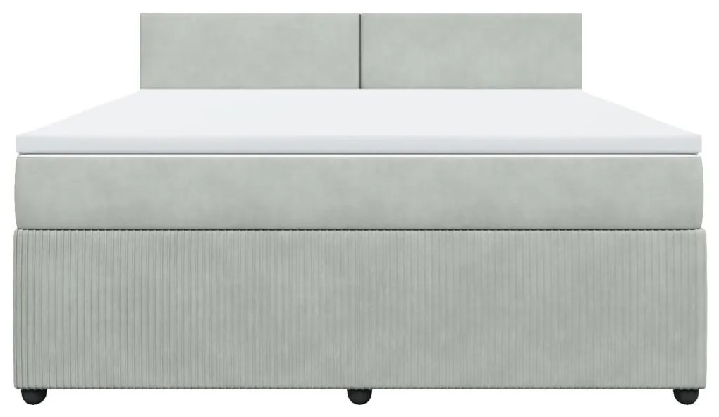 vidaXL Κρεβάτι Boxspring με Στρώμα Ανοιχτό Γκρι 180x200 εκ. Βελούδινο