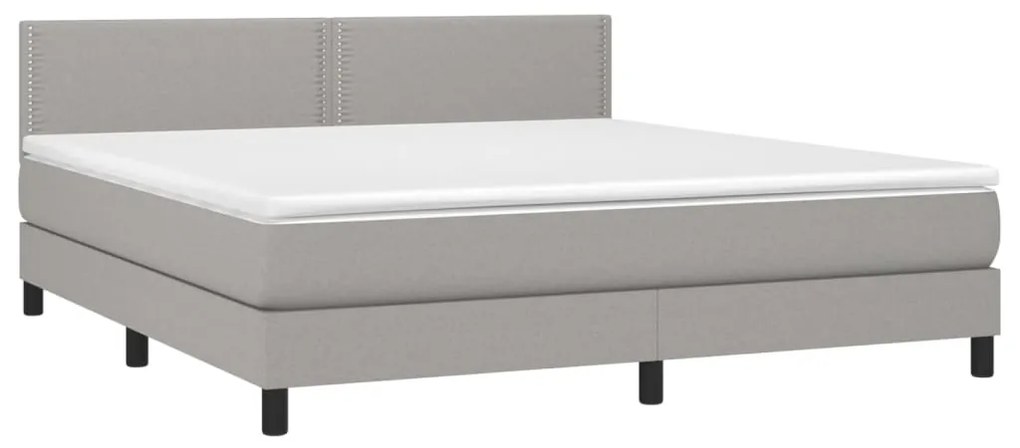 Κρεβάτι Boxspring με Στρώμα Ανοιχτό Γκρι 180x200 εκ. Υφασμάτινο - Γκρι