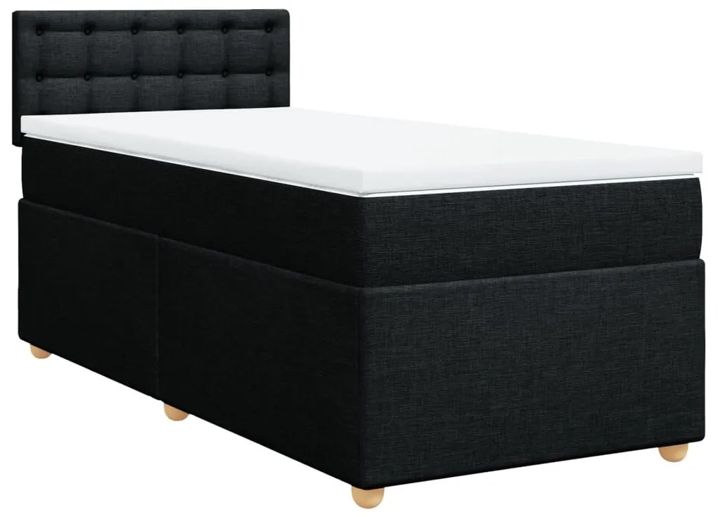 vidaXL Κρεβάτι Boxspring με Στρώμα Μαύρο Single Υφασμάτινα