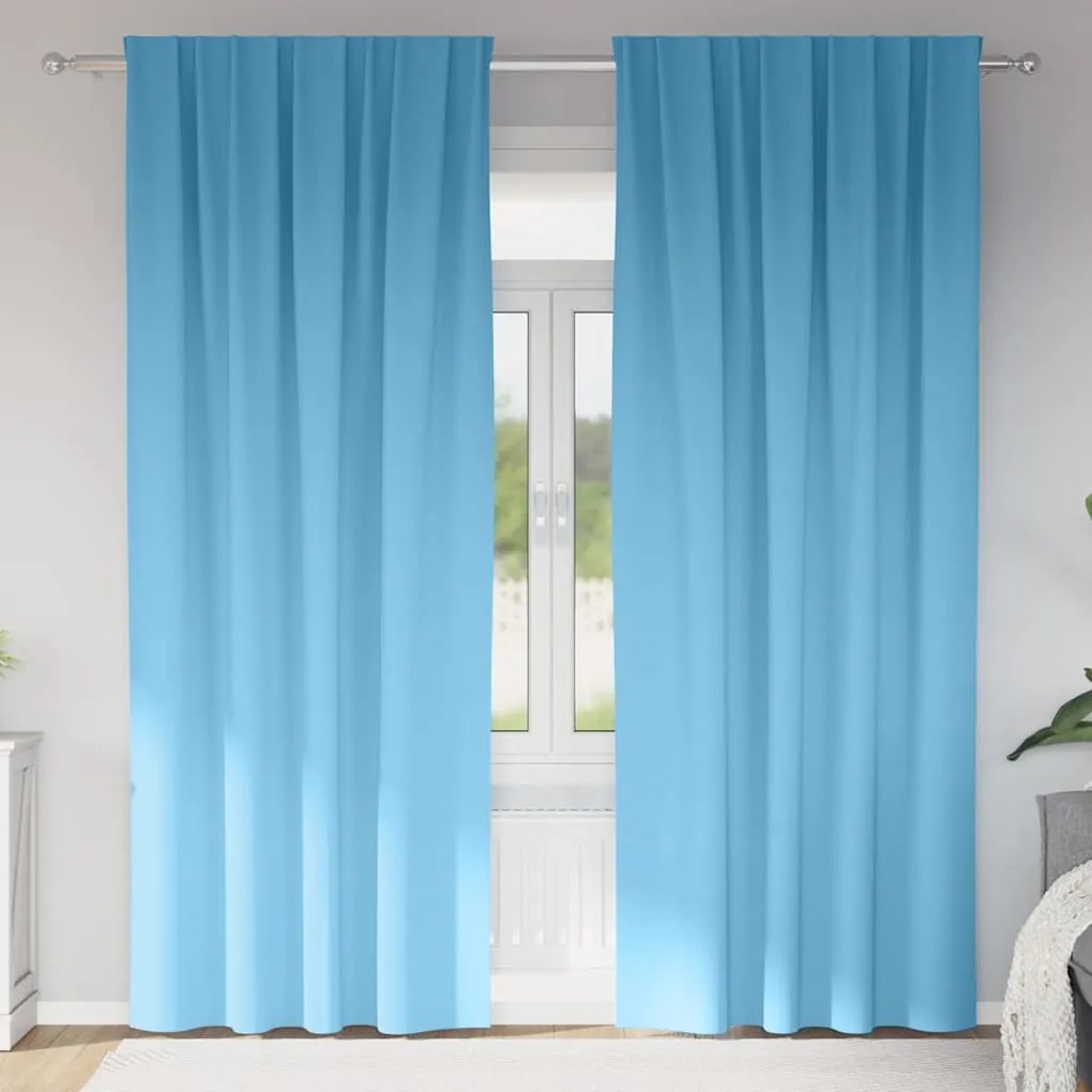 vidaXL Κουρτίνες με κουρτίνες 2 pcs Γαλάζιο 260 x 140 εκ. Πολυεστέρας