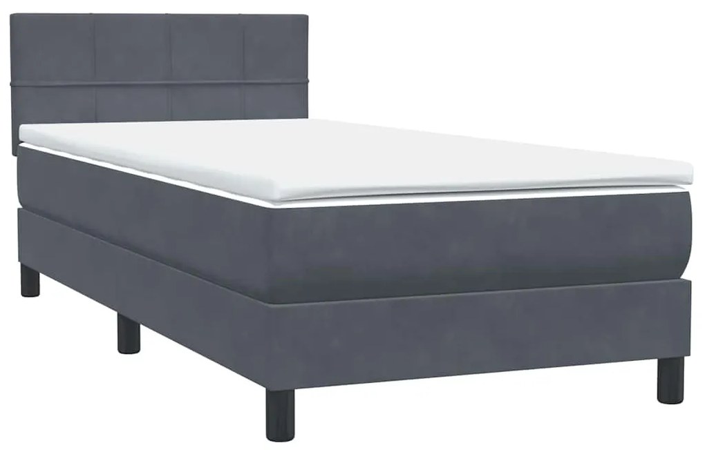 ΚΡΕΒΑΤΙ BOXSPRING ΜΕ ΣΤΡΩΜΑ ΣΚΟΥΡΟ ΓΚΡΙ 80X220 ΕΚ. ΒΕΛΟΥΔΙΝΟ 3316234