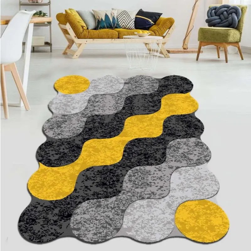 Βελούδινο Χαλί Chilai Home 286CHL4490, 100x200 cm, Με Γυαλιστερή Κλωστή , Πολυεστέρας, Γκρι