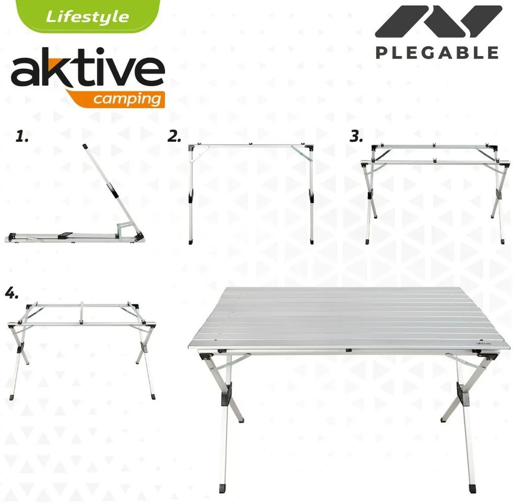 Πτυσσομενο τραπεζακι Aktive Ασημί Αλουμίνιο 110 x 70 x 70 cm (4 Μονάδες)